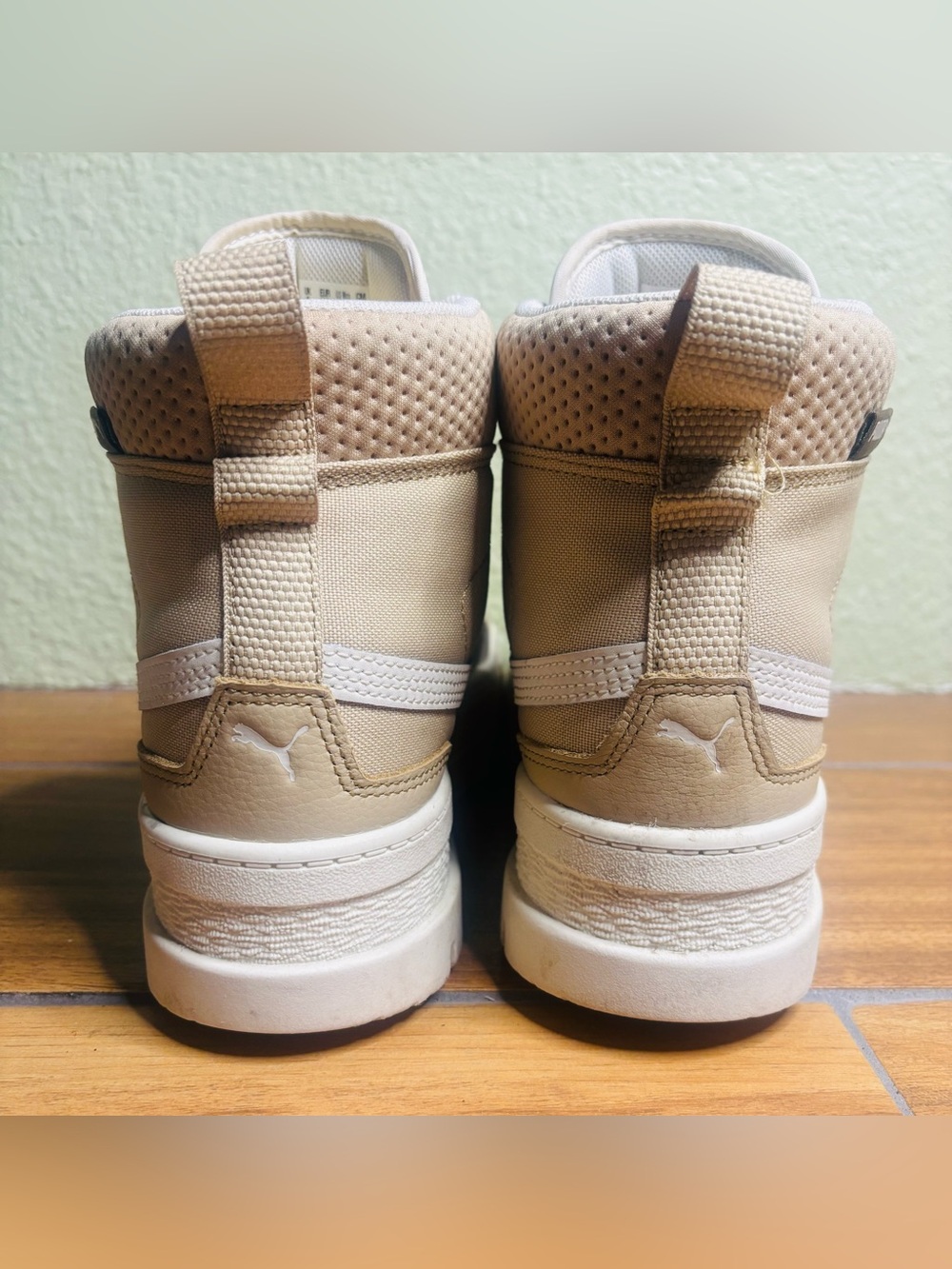 Puma Mayze Mid Safari Platform Lace Up Sneakers in Beige Size: 8.5 - Picture 6 of 7